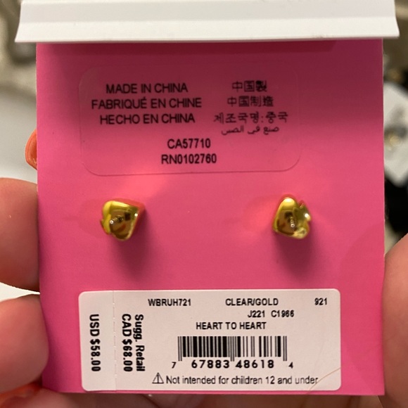 KATE SPADE DIAMOND HEART EARRINGS - Picture 2 of 2